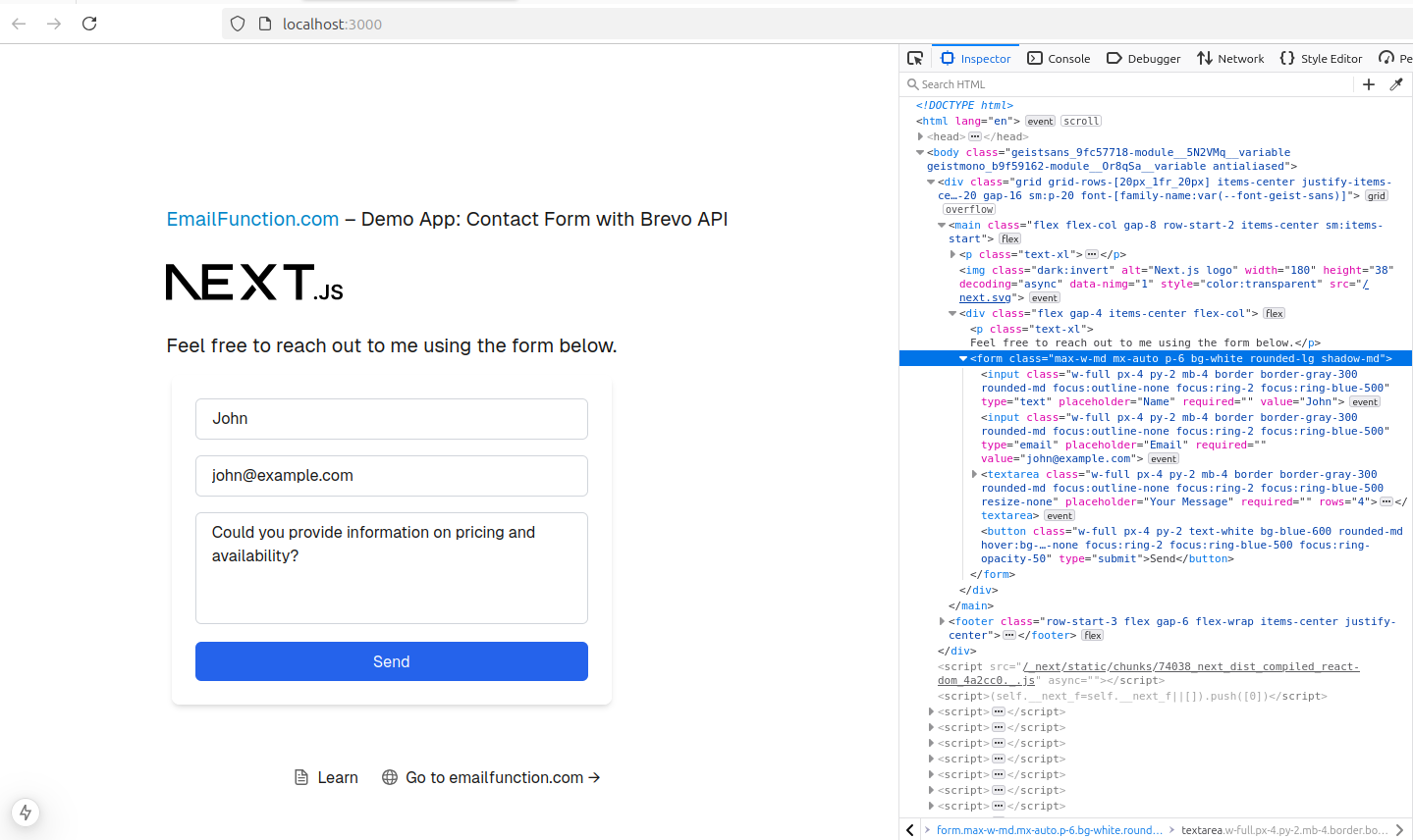 Contact form next.js typescript 